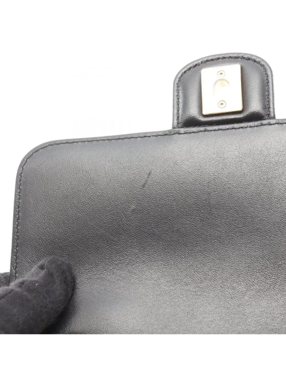 Chanel Shoulder Bag Quilted Black Lambskin Small Flap Chain